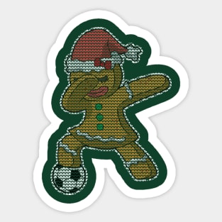 Gingerbread Girl Soccer Player Christmas Knit Pattern Sticker